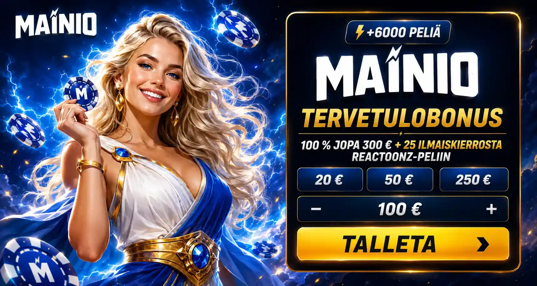 Mainio pelin hahmo jumalatar nainen ja pelimerkit